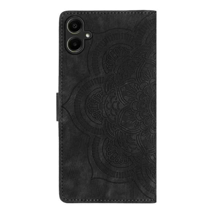 For Samsung Galaxy S25 FE 5G Mandala Embossed Retro Frosted Leather Phone Case(Black)