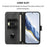 For iPhone 17 Pro Line Splicing Buckle Retro Leather Phone Case(Black)