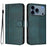 For iPhone 17 Pro Line Splicing Buckle Retro Leather Phone Case(Dark Green)