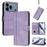 For iPhone 17 Pro Line Splicing Buckle Retro Leather Phone Case(Purple)