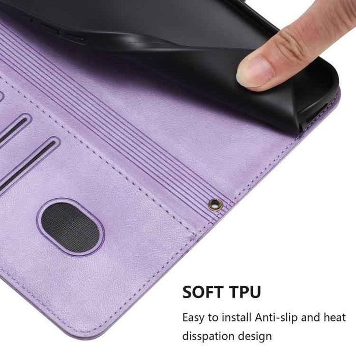 For iPhone 17 Pro Line Splicing Buckle Retro Leather Phone Case(Purple)