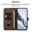 For iPhone 17 Pro Line Splicing Buckle Retro Leather Phone Case(Brown)