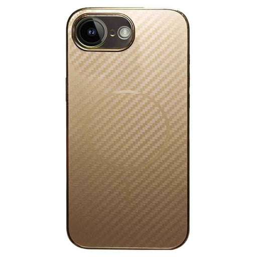 For iPhone 16e Plating Carbon Fiber MagSafe Full Coverage Phone Case(Gold)