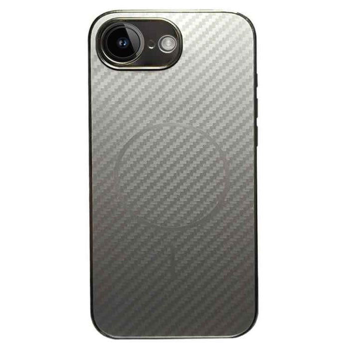 For iPhone 16e Plating Carbon Fiber MagSafe Full Coverage Phone Case(Silver)