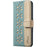 For Samsung Galaxy S25 / S24 5G Splicing Color Hollow Flower Pattern RFID Leather Phone Case(Green)