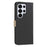 For Samsung Galaxy S25 Ultra 5G Splicing Color Hollow Flower Pattern RFID Leather Phone Case(Black)