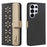 For Samsung Galaxy S25 Ultra 5G Splicing Color Hollow Flower Pattern RFID Leather Phone Case(Black)