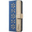 For Samsung Galaxy S25 Ultra 5G Splicing Color Hollow Flower Pattern RFID Leather Phone Case(Dark Blue)