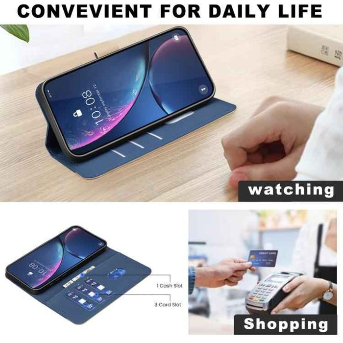 For Samsung Galaxy S25 Ultra 5G Splicing Color Hollow Flower Pattern RFID Leather Phone Case(Dark Blue)