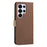 For Samsung Galaxy S25 Ultra 5G Splicing Color Hollow Flower Pattern RFID Leather Phone Case(Brown)