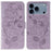 For iPhone 17 Pro Max Rose Butterfly Embossed Leather Phone Case(Purple)