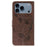 For iPhone 17 Pro Max Rose Butterfly Embossed Leather Phone Case(Brown)