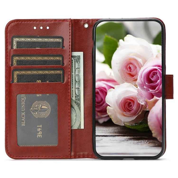 For iPhone 17 Pro Max Rose Butterfly Embossed Leather Phone Case(Brown)
