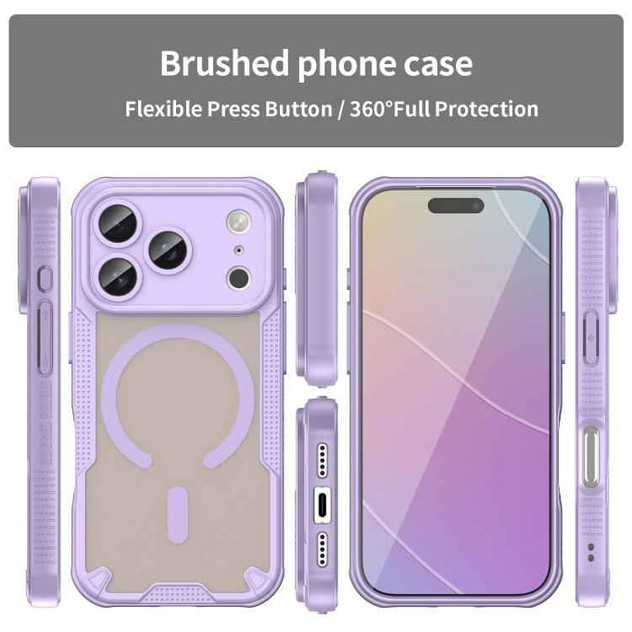 For iPhone 17 Pro Max Armor Glaze MagSafe Magnetic Phone Case(Purple)