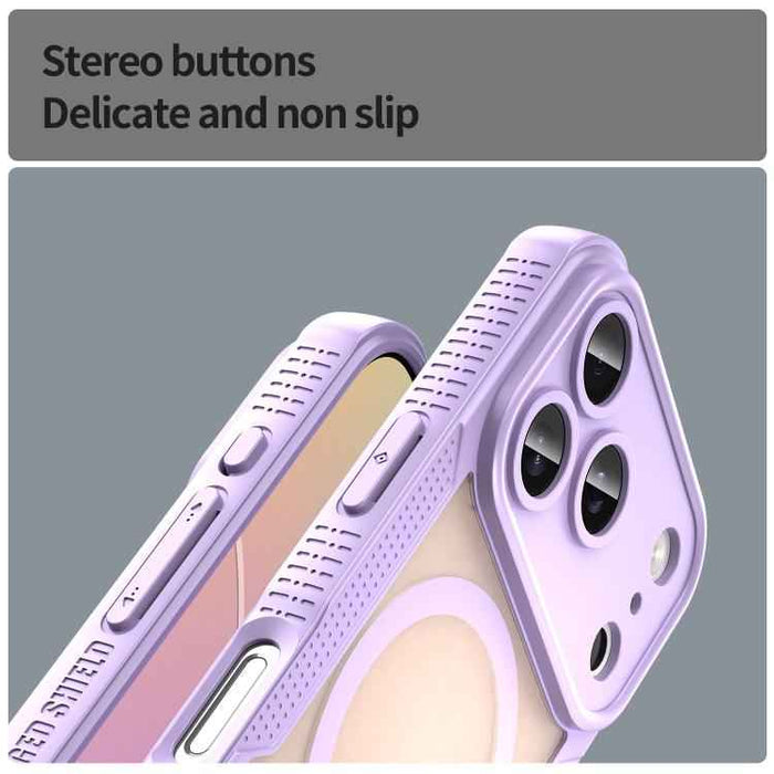 For iPhone 17 Pro Max Armor Glaze MagSafe Magnetic Phone Case(Purple)