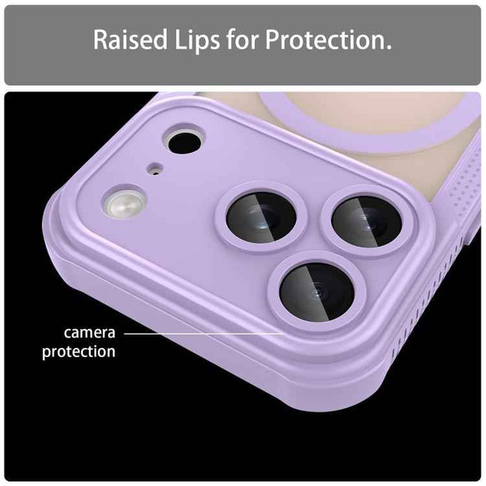 For iPhone 17 Pro Max Armor Glaze MagSafe Magnetic Phone Case(Purple)