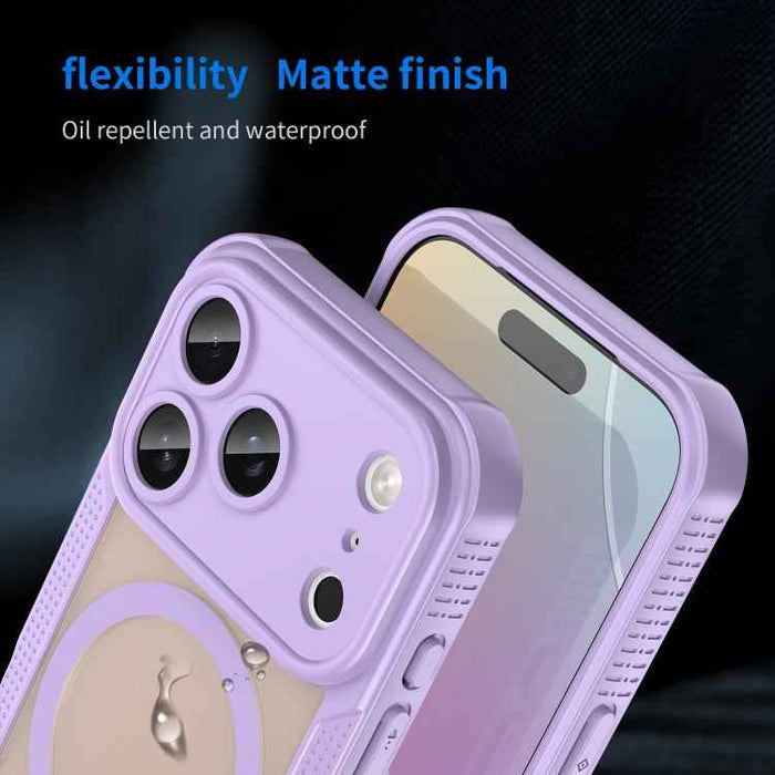 For iPhone 17 Pro Max Armor Glaze MagSafe Magnetic Phone Case(Purple)