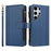 For Samsung Galaxy S25 Ultra 5G Magnetic Closure 9 Card Slots Zipper Leather Case with Hand Strap(Dark Blue)