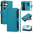For Samsung Galaxy S25 Ultra 5G Magnetic Closure 9 Card Slots Zipper Leather Case with Hand Strap(Turquoise)