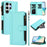 For Samsung Galaxy S25 Ultra 5G Magnetic Closure 9 Card Slots Zipper Leather Case with Hand Strap(Mint Green)
