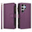 For Samsung Galaxy S25 Ultra 5G Magnetic Closure 9 Card Slots Zipper Leather Case with Hand Strap(Purple)