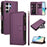 For Samsung Galaxy S25 Ultra 5G Magnetic Closure 9 Card Slots Zipper Leather Case with Hand Strap(Purple)