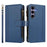 For Samsung Galaxy S25 / S24 5G Magnetic Closure 9 Card Slots Zipper Leather Case with Hand Strap(Dark Blue)