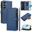 For Samsung Galaxy S25 / S24 5G Magnetic Closure 9 Card Slots Zipper Leather Case with Hand Strap(Dark Blue)