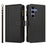 For Samsung Galaxy S25 / S24 5G Magnetic Closure 9 Card Slots Zipper Leather Case with Hand Strap(Black)