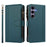 For Samsung Galaxy S25 / S24 5G Magnetic Closure 9 Card Slots Zipper Leather Case with Hand Strap(Dark Green)