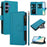 For Samsung Galaxy S25 / S24 5G Magnetic Closure 9 Card Slots Zipper Leather Case with Hand Strap(Turquoise)