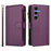 For Samsung Galaxy S25 / S24 5G Magnetic Closure 9 Card Slots Zipper Leather Case with Hand Strap(Purple)