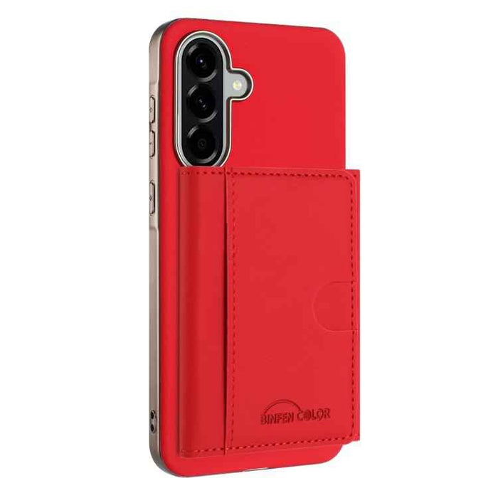 For Samsung Galaxy S25 5G Solid Color Horizontal Magnetic Card Bag RFID MagSafe Phone Case(Red)