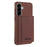 For Samsung Galaxy S25 5G Solid Color Horizontal Magnetic Card Bag RFID MagSafe Phone Case(Brown)