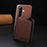 For Samsung Galaxy S25 5G Solid Color Horizontal Magnetic Card Bag RFID MagSafe Phone Case(Brown)
