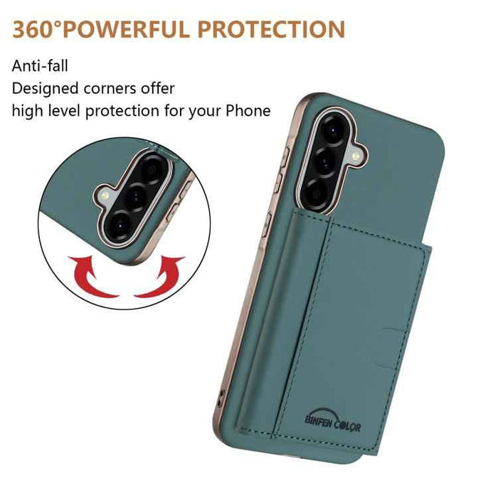 For Samsung Galaxy S25 5G Solid Color Horizontal Magnetic Card Bag RFID MagSafe Phone Case(Green)