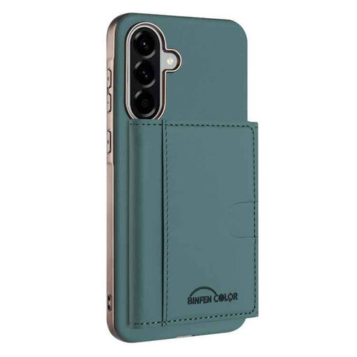 For Samsung Galaxy S25 5G Solid Color Horizontal Magnetic Card Bag RFID MagSafe Phone Case(Green)