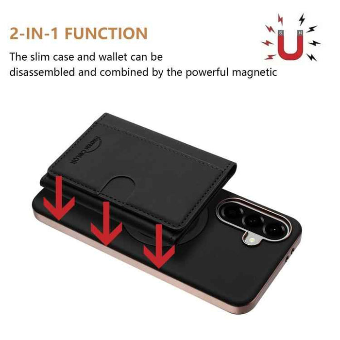 For Samsung Galaxy S25 5G Solid Color Horizontal Magnetic Card Bag RFID MagSafe Phone Case(Black)