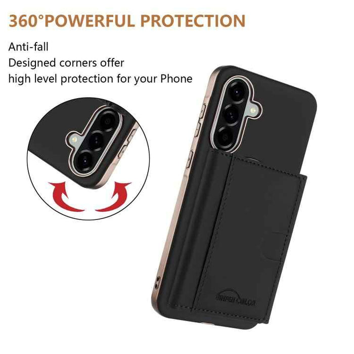For Samsung Galaxy S25 5G Solid Color Horizontal Magnetic Card Bag RFID MagSafe Phone Case(Black)