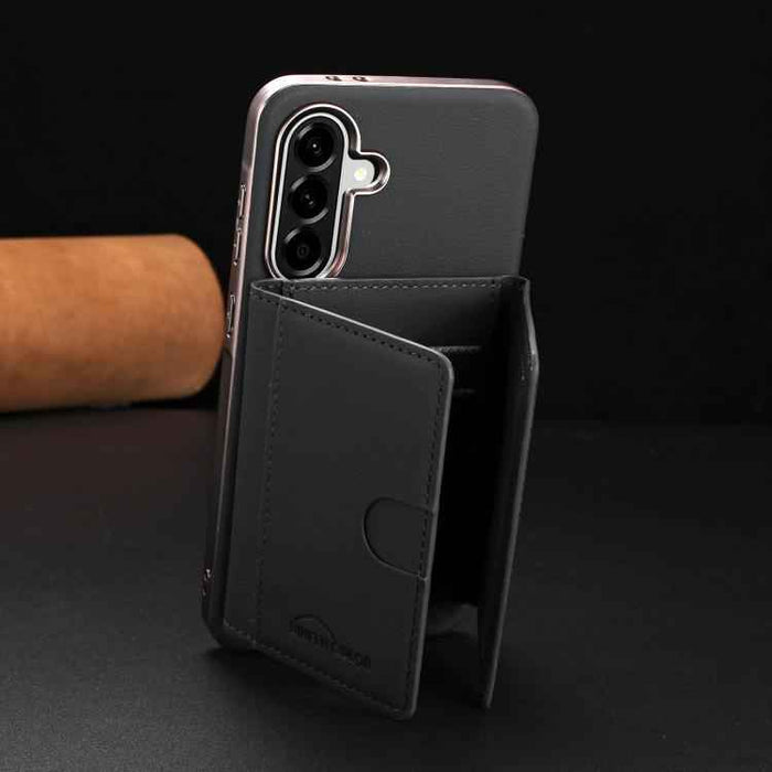 For Samsung Galaxy S25 5G Solid Color Horizontal Magnetic Card Bag RFID MagSafe Phone Case(Black)