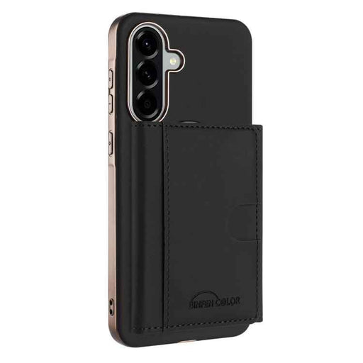 For Samsung Galaxy S25 5G Solid Color Horizontal Magnetic Card Bag RFID MagSafe Phone Case(Black)