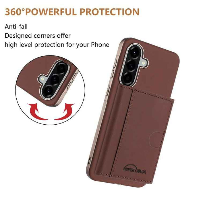 For Samsung Galaxy S25+ 5G Solid Color Horizontal Magnetic Card Bag RFID MagSafe Phone Case(Brown)