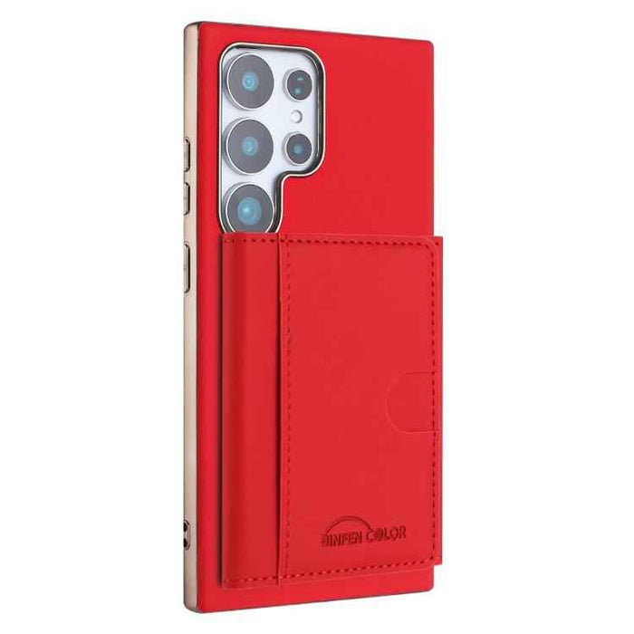 For Samsung Galaxy S25 Ultra 5G Solid Color Horizontal Magnetic Card Bag RFID MagSafe Phone Case(Red)