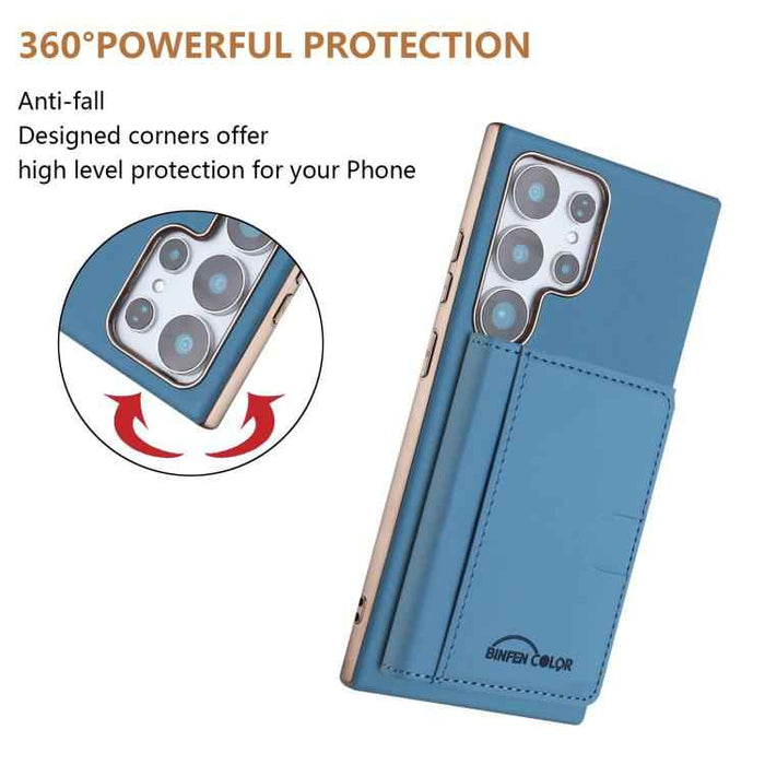 For Samsung Galaxy S25 Ultra 5G Solid Color Horizontal Magnetic Card Bag RFID MagSafe Phone Case(Baby Blue)