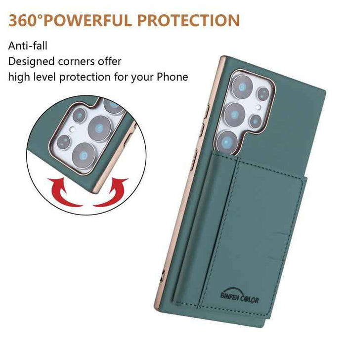 For Samsung Galaxy S25 Ultra 5G Solid Color Horizontal Magnetic Card Bag RFID MagSafe Phone Case(Green)