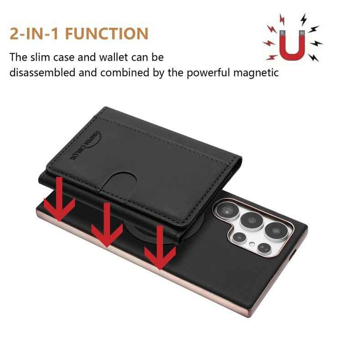 For Samsung Galaxy S25 Ultra 5G Solid Color Horizontal Magnetic Card Bag RFID MagSafe Phone Case(Black)