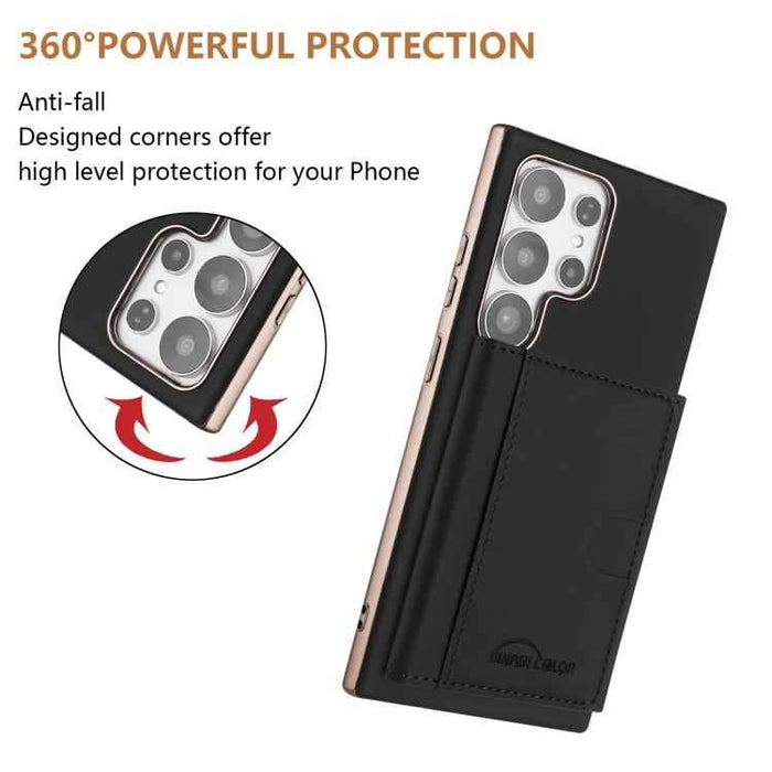 For Samsung Galaxy S25 Ultra 5G Solid Color Horizontal Magnetic Card Bag RFID MagSafe Phone Case(Black)