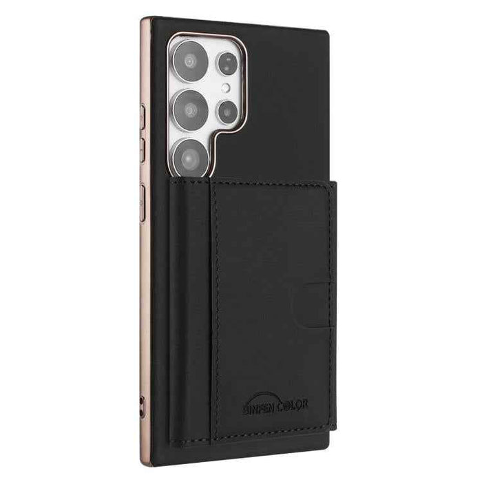 For Samsung Galaxy S25 Ultra 5G Solid Color Horizontal Magnetic Card Bag RFID MagSafe Phone Case(Black)