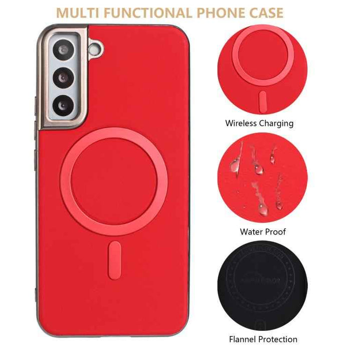 For Samsung Galaxy S25 5G Solid Color Plating MagSafe Full Coverage Phone Case(Red)