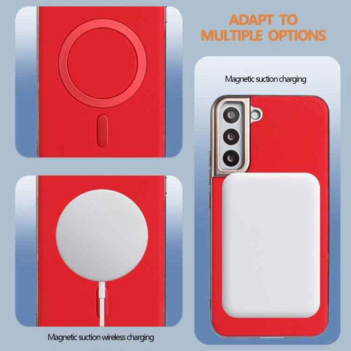 For Samsung Galaxy S25 5G Solid Color Plating MagSafe Full Coverage Phone Case(Red)